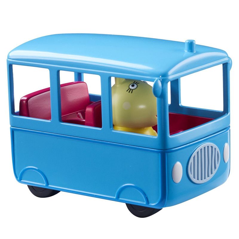 Skolebus med kanin. Sæt dyrene ind i bussen. Leg at i 
kører en tur. Kan bruges til leg med andre dyr fra Gurli 
gris. 